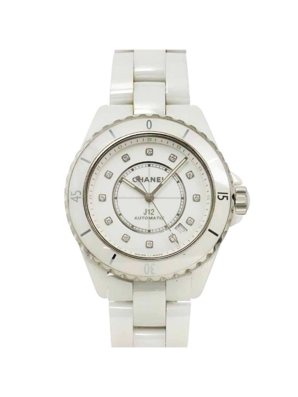 Chanel 38 Diamond Watch Date White Ceramic Automatic
